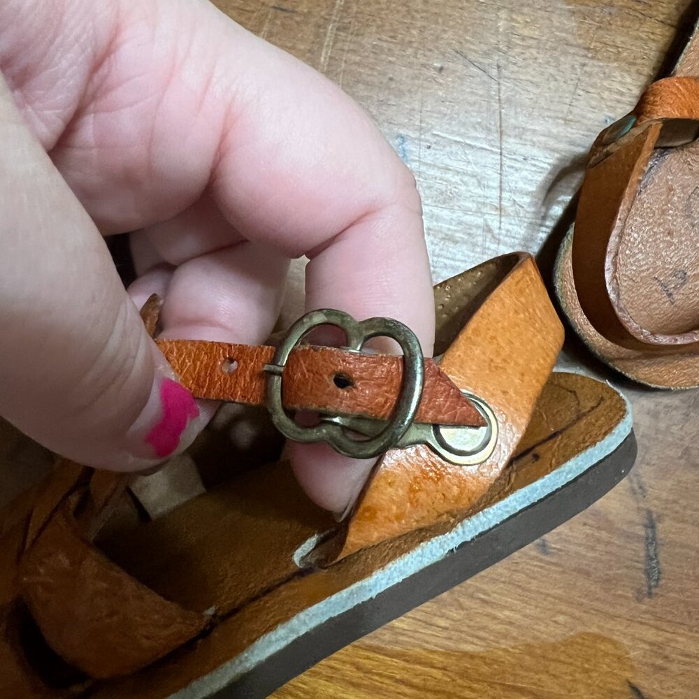 Handmade Leather Huarache Sandals Woven Straps Buckle Closure Brown Toddler Sz 2 - Picture 4 of 8